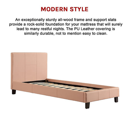 Single Pu Leather Bed Frame Pink