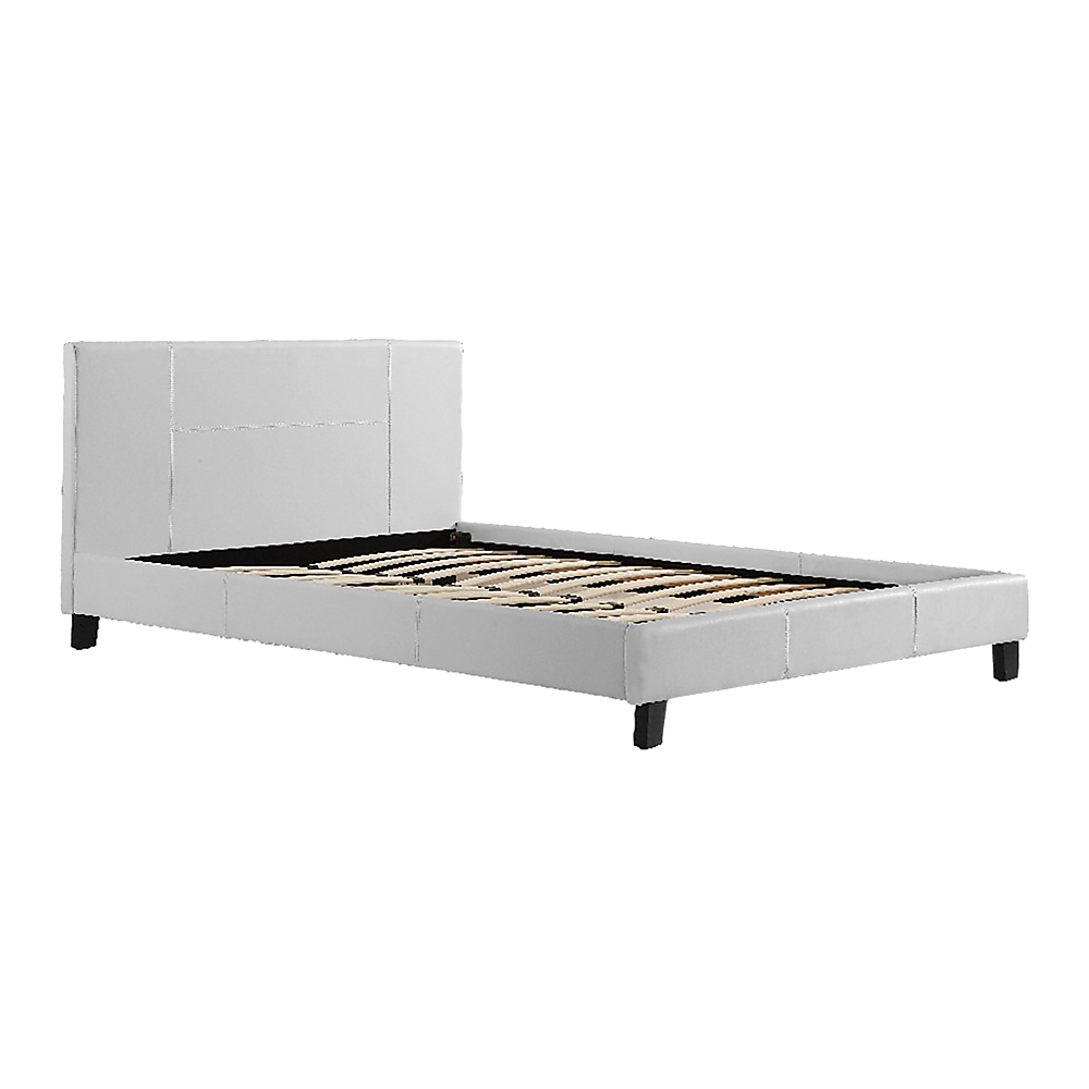 Double Pu Leather Bed Frame White