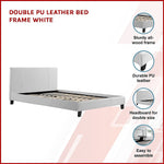 Double PU Leather Bed Frame White