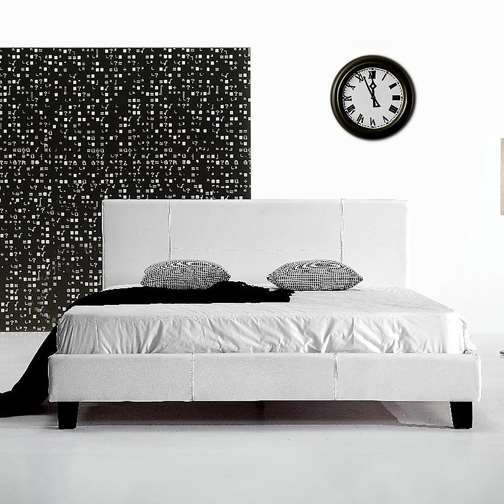 Double Pu Leather Bed Frame White
