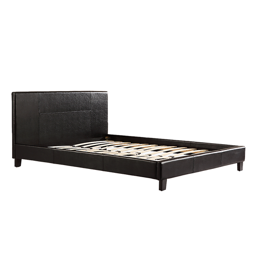 Double Pu Leather Bed Frame Black