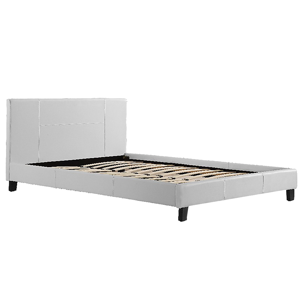Queen Pu Leather Bed Frame White