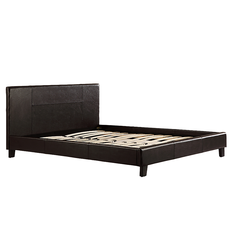 Queen Pu Leather Bed Frame Brown