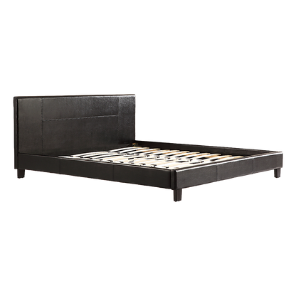 King Pu Leather Bed Frame Brown