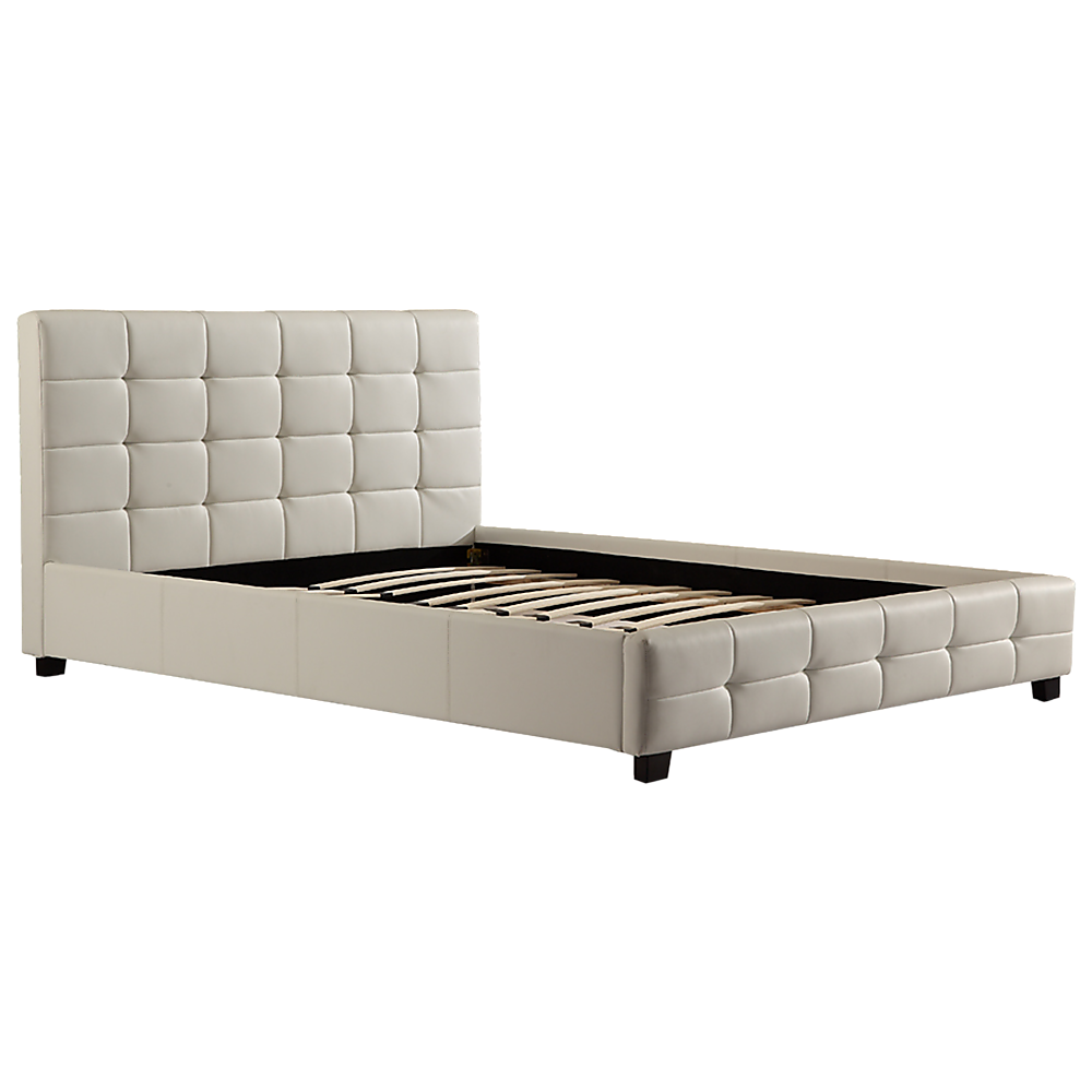 Double Pu Leather Deluxe Bed Frame White - 190×147cm