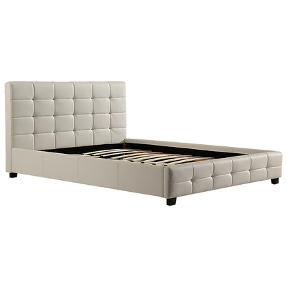 Double Pu Leather Deluxe Bed Frame White - 190×147cm