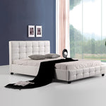 Double Pu Leather Deluxe Bed Frame White