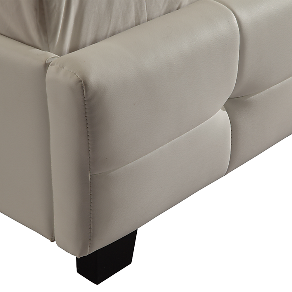 Double Pu Leather Deluxe Bed Frame White - 190×147cm