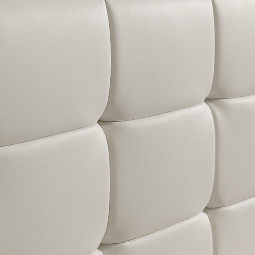 Double Pu Leather Deluxe Bed Frame White - 190×147cm