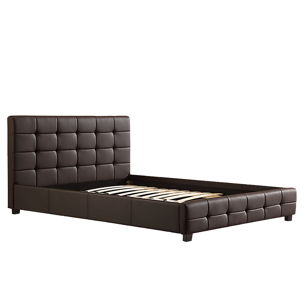 Double Pu Leather Deluxe Bed Frame Brown