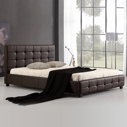 Double Pu Leather Deluxe Bed Frame Brown