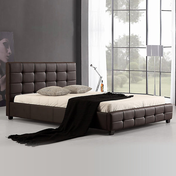  Double PU Leather Deluxe Bed Frame Brown