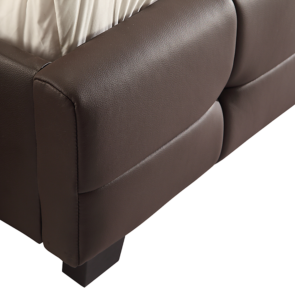 Double Pu Leather Deluxe Bed Frame Brown