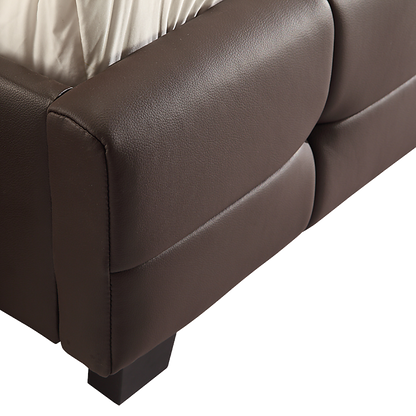 Double Pu Leather Deluxe Bed Frame Brown