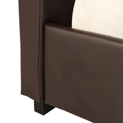 Double Pu Leather Deluxe Bed Frame Brown