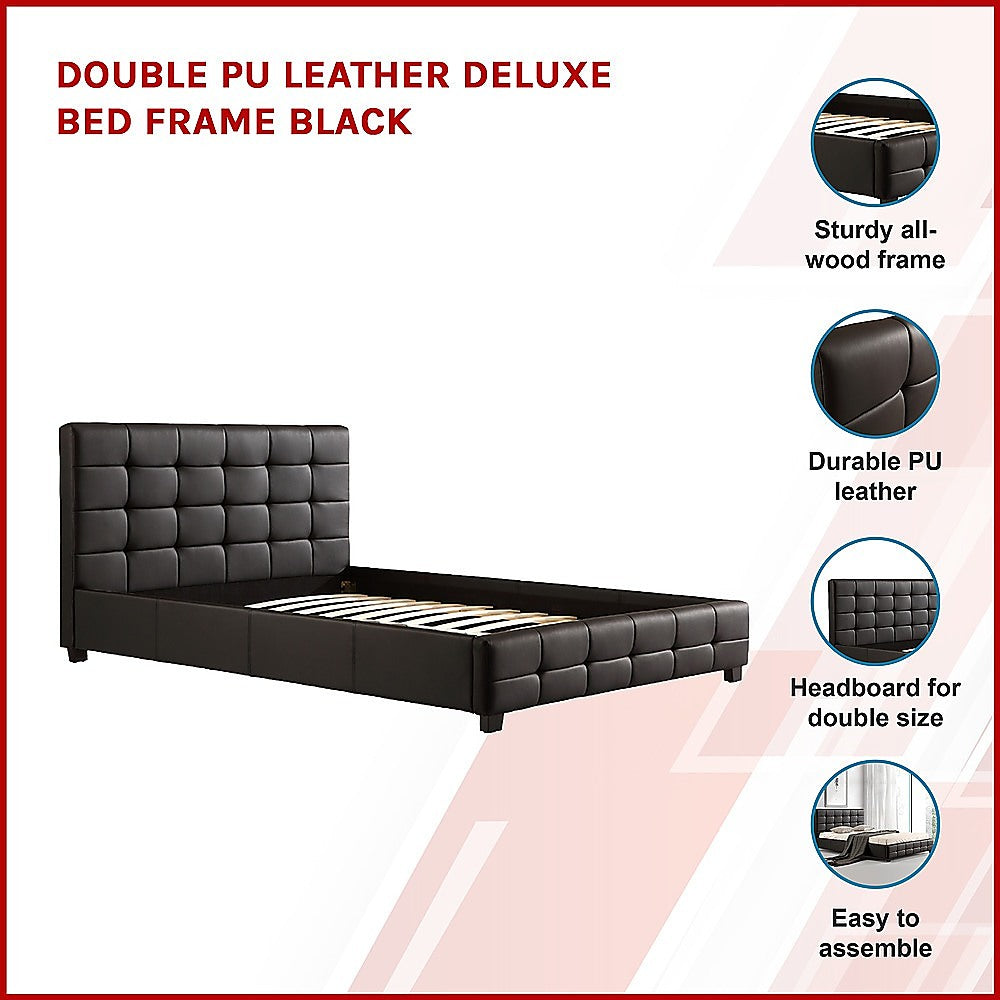 Double Pu Leather Deluxe Bed Frame