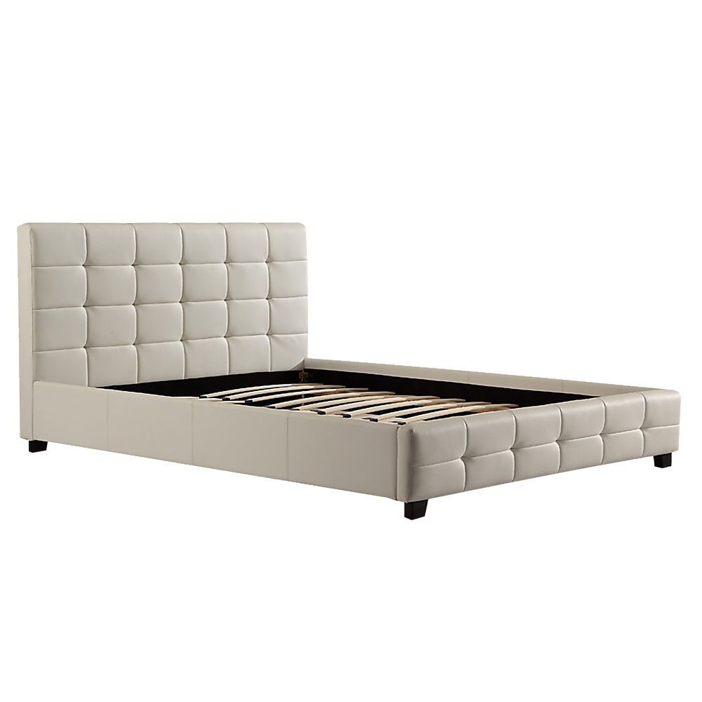 Queen Pu Leather Deluxe Bed Frame White - 206×162cm