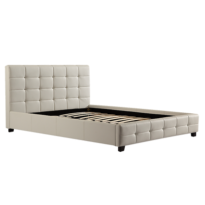 Queen Pu Leather Deluxe Bed Frame White - 206×162cm