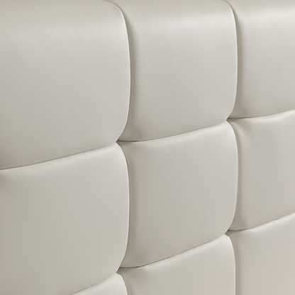 Queen Pu Leather Deluxe Bed Frame White - 206×162cm