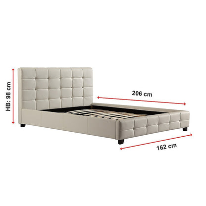 Queen Pu Leather Deluxe Bed Frame White - 206×162cm