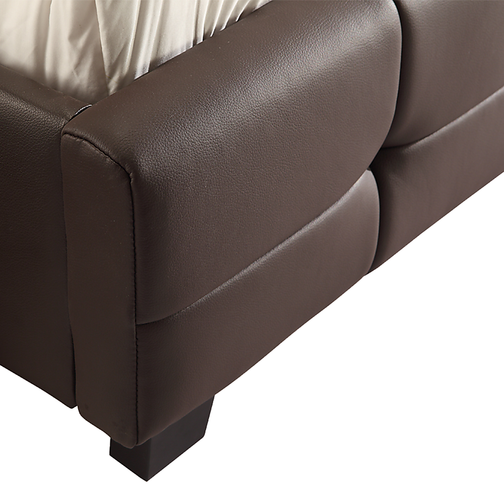 Queen Pu Leather Deluxe Bed Frame Brown