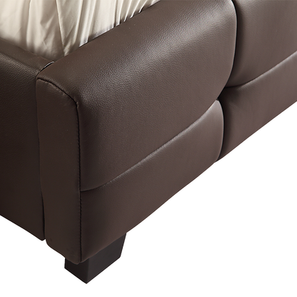 Queen Pu Leather Deluxe Bed Frame Brown