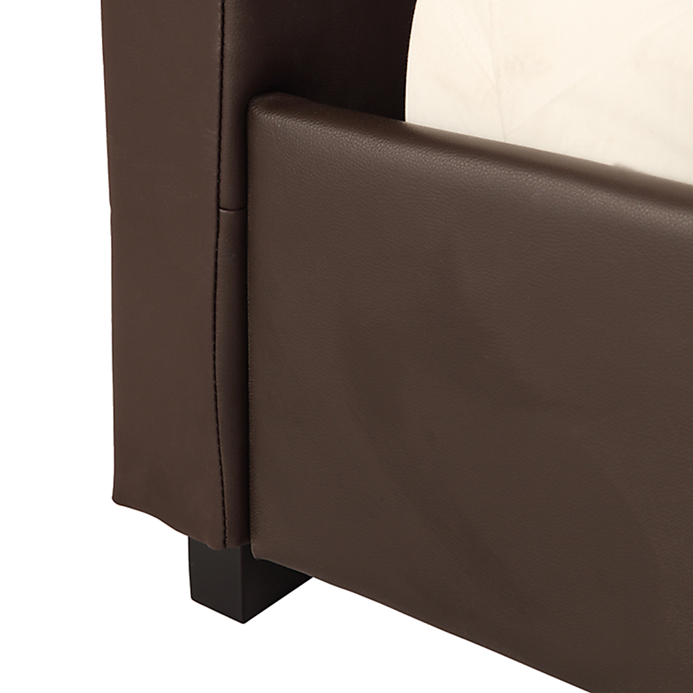 Queen Pu Leather Deluxe Bed Frame Brown