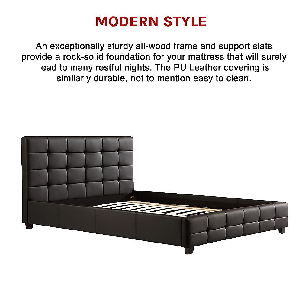 Queen Pu Leather Deluxe Bed Frame