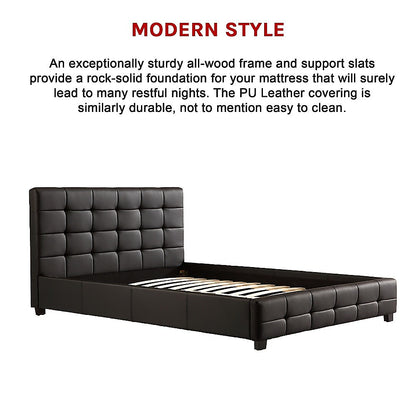 Queen Pu Leather Deluxe Bed Frame