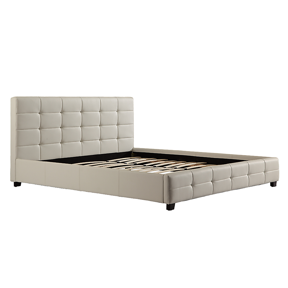 King Pu Leather Deluxe Bed Frame White