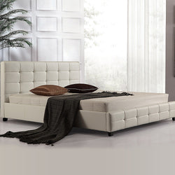 King Pu Leather Deluxe Bed Frame White