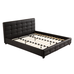 King PU Leather Deluxe Bed Frame Black