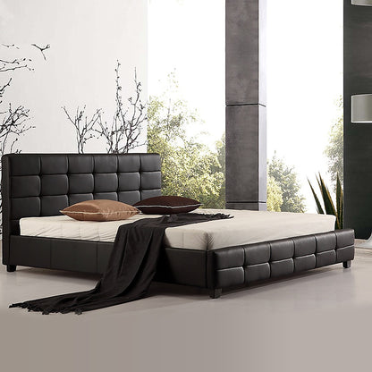 King PU Leather Deluxe Bed Frame Black - 206×192cm