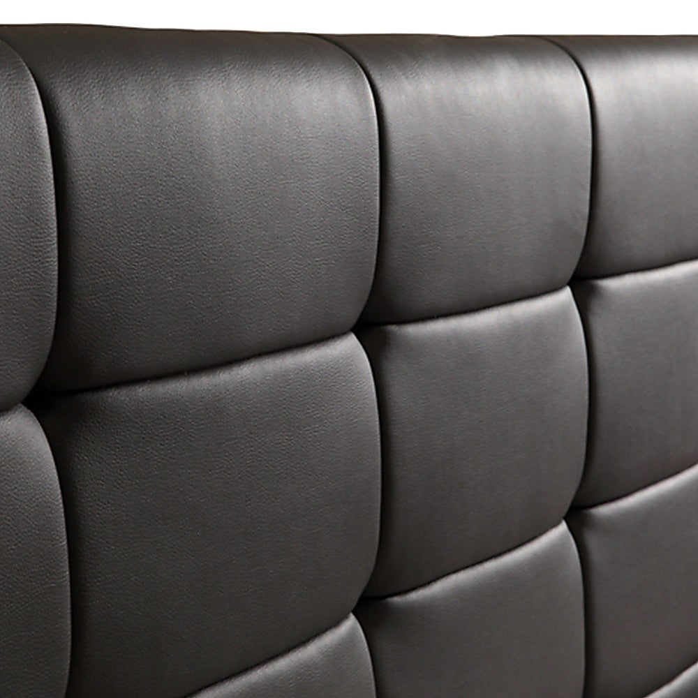 King PU Leather Deluxe Bed Frame Black - 206×192cm