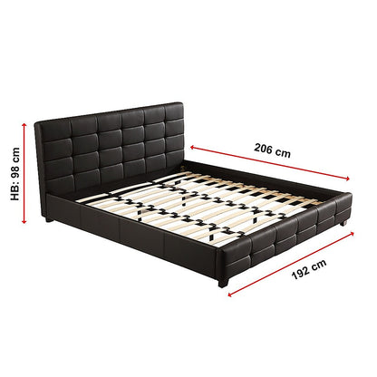 King PU Leather Deluxe Bed Frame Black - 206×192cm