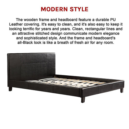Queen Pu Leather Bed Frame Black