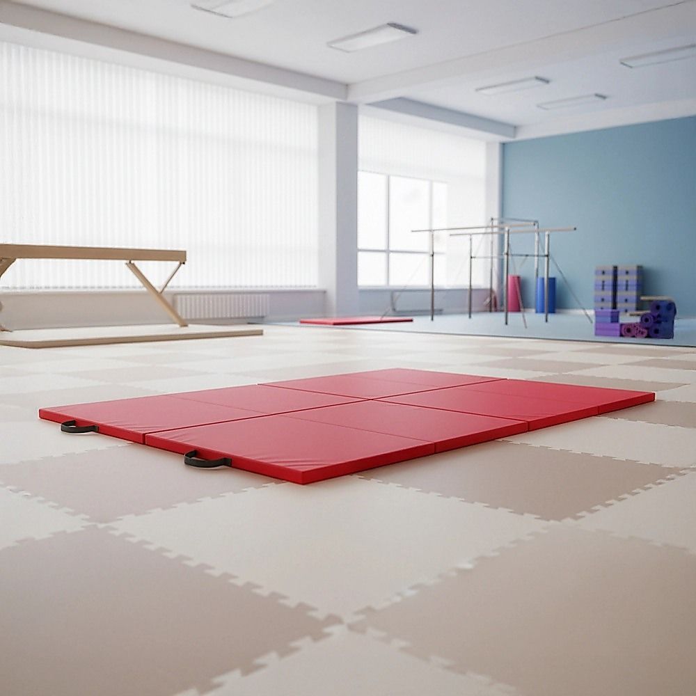 Folding Red Exercise Mat – Gymnastics, Martial Arts, Yoga, Karate & Judo Training