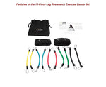 13Pc Kinetic Fitness Exercise Resistance Leg Bands Tubes Set