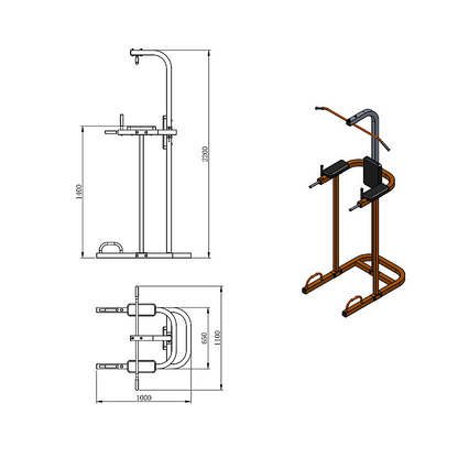 Ab Power Tower Dip Chin Push Up Home Gym Multistation