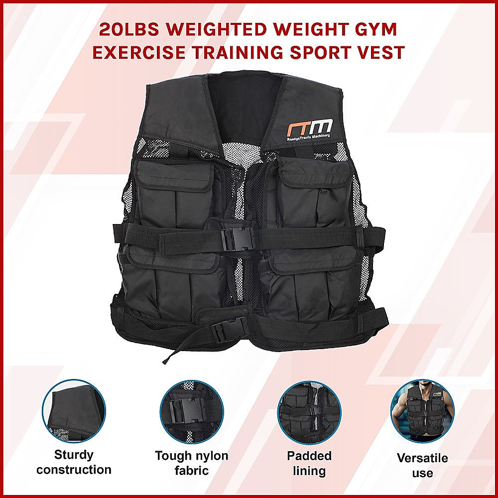20Lbs Weighted Weight Gym Exercise Training Sport Vest