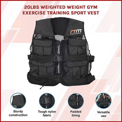20Lbs Weighted Weight Gym Exercise Training Sport Vest