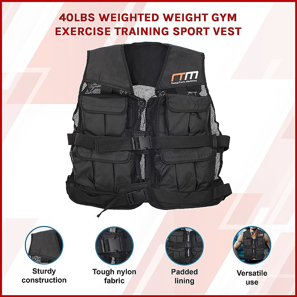 40Lbs Weighted Weight Gym Exercise Training Sport Vest