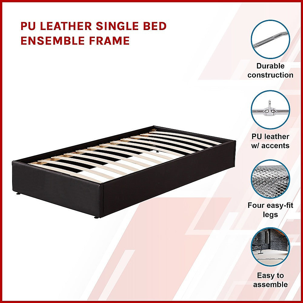 PU Leather Single Bed Ensemble Frame - Melbourne Home & Living