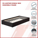 PU Leather Single Bed Ensemble Frame