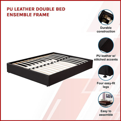 PU Leather Double Bed Ensemble Frame - Melbourne Home & Living