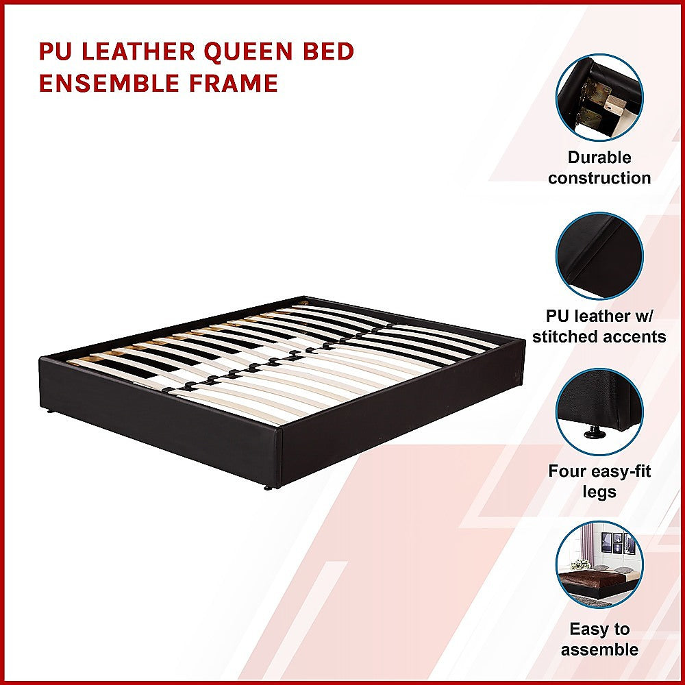 PU Leather Queen Bed Ensemble Frame - Melbourne Home & Living