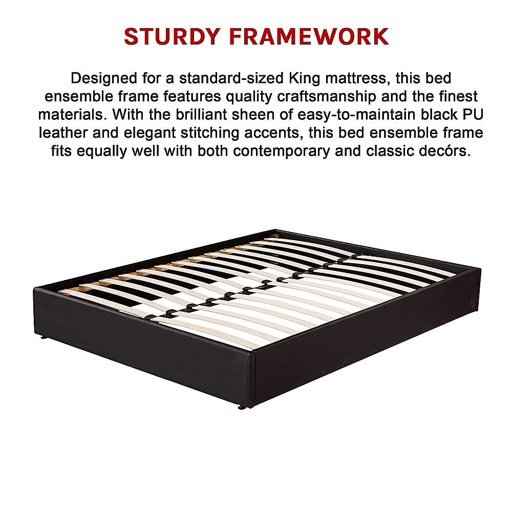 PU Leather Queen Bed Ensemble Frame - Melbourne Home & Living