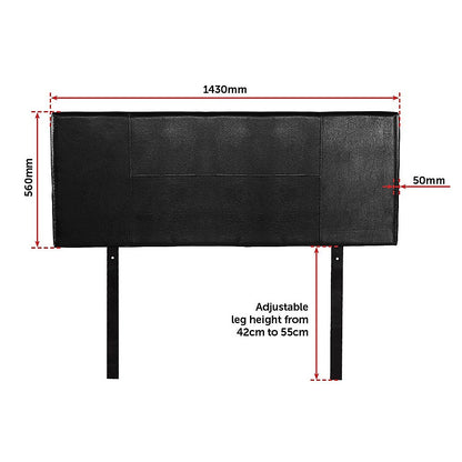 Pu Leather Double Bed Headboard Bedhead - Black