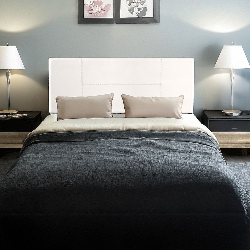 PU Leather Double Bed Headboard Bedhead - White