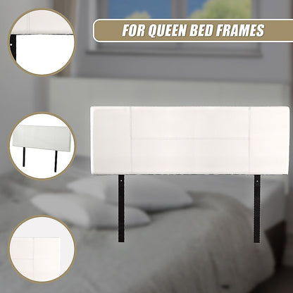 Pu Leather Queen Bed Headboard Bedhead - White